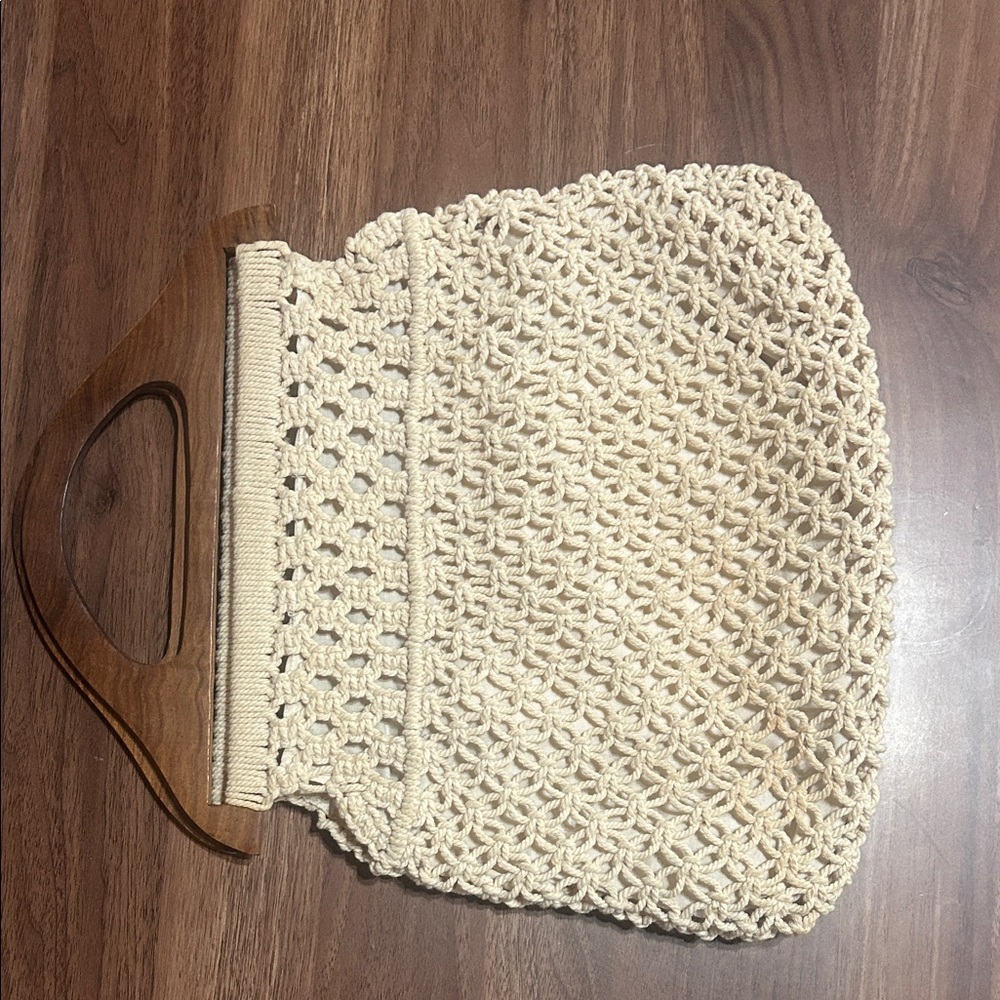 Elegant Cream Crochet Women's Bag